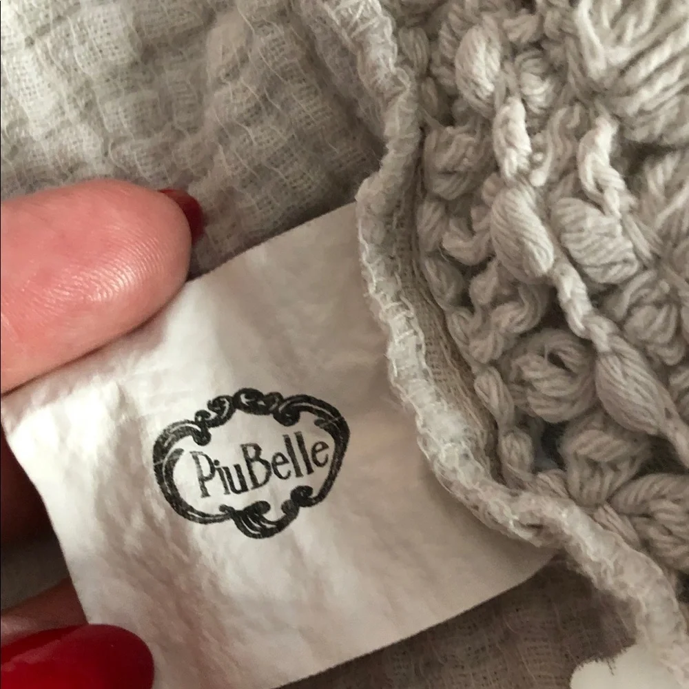 PIUBELLE PORTUGAL LAVENDER WAFFLE WEAVE THROW W FRINGE • 💯% COTTON • 72” x 46”